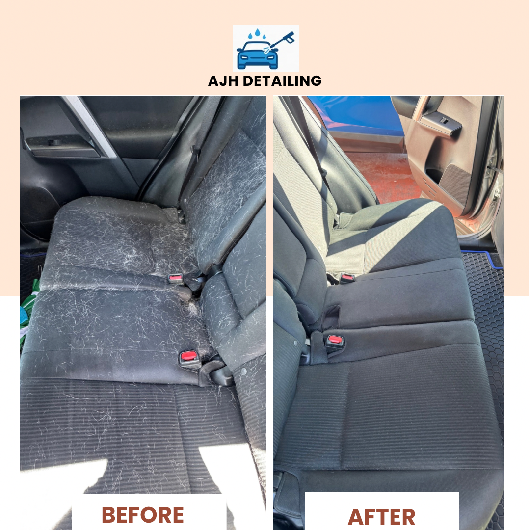 Rear seats before and after pet hair removal